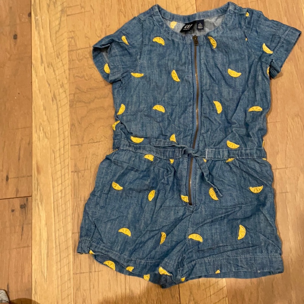 Denim lemon slice romper